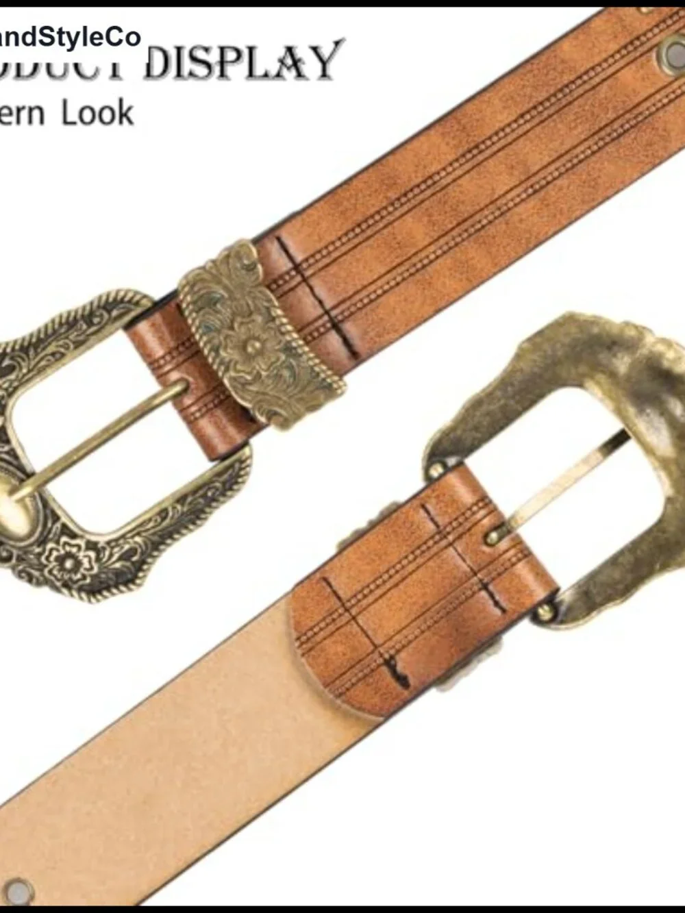 Vintage Western Belt - PU Leather Unisex Engraved Buckle